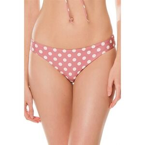 NWT Pilyq Barcelona S Pink Polka Dot Ruched Full Bikini Swim Bottom 123348